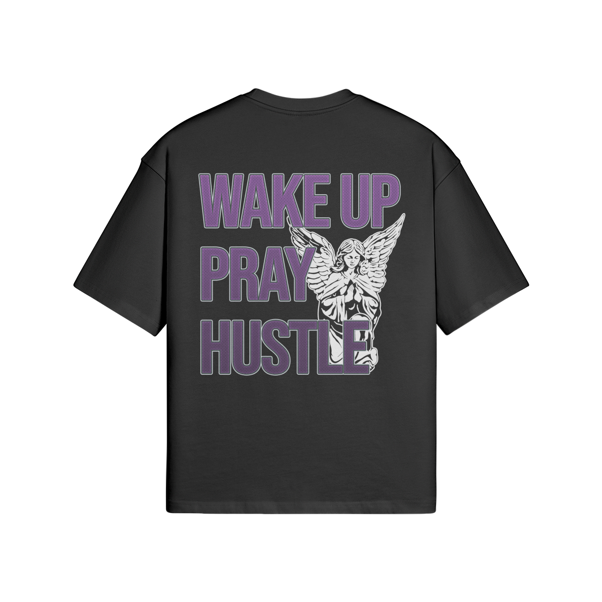 Wake Up, Pray and Hustle Tee-Black